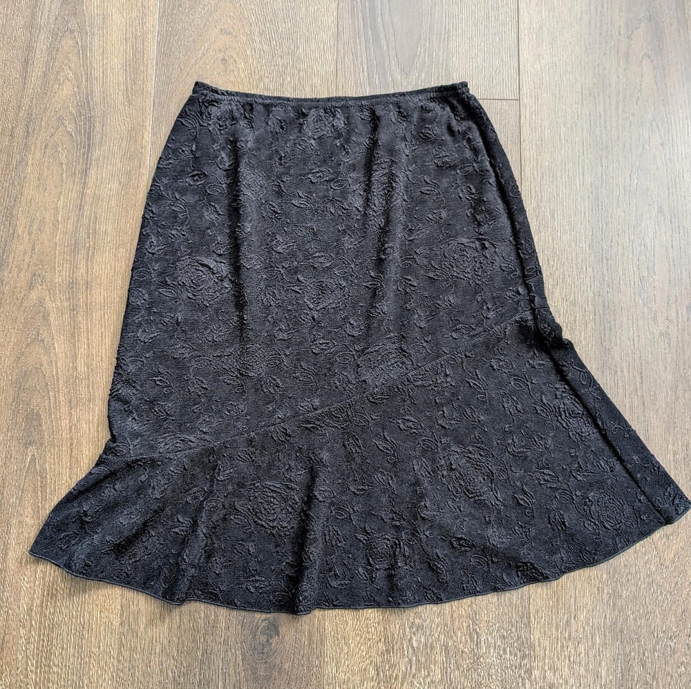 Black Claudia Richard Rose Midi Skirt